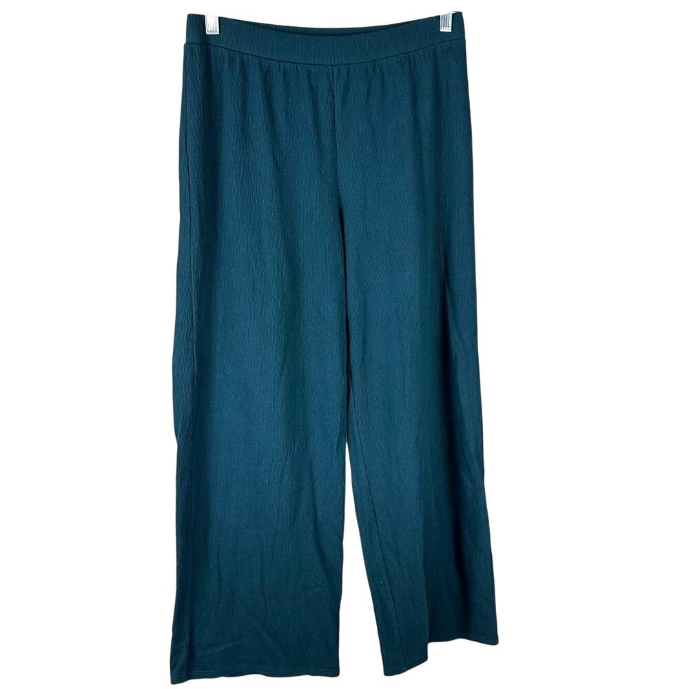 Eileen Fisher Crinkled Jersey Wide Leg Pant Alpine Women's Small REJECTED PIECE